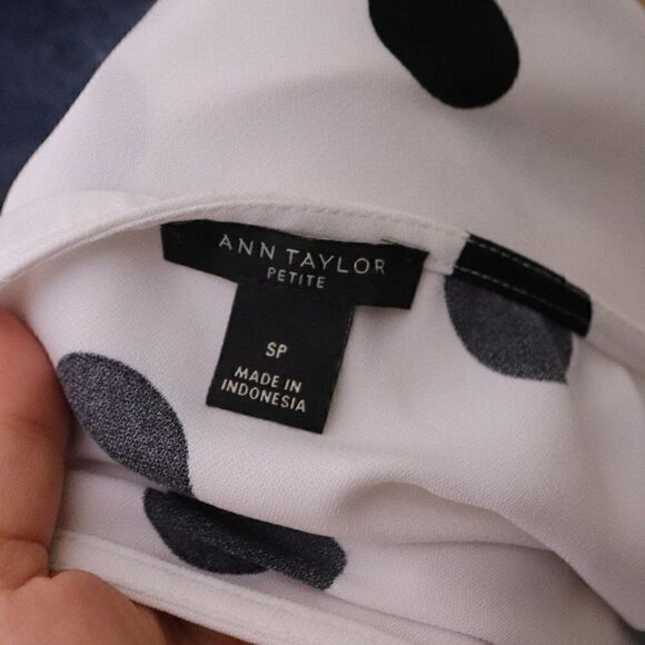 Ann Taylor | Short Sleeve Polka Dot Tie Blouse - Picture 5 of 6